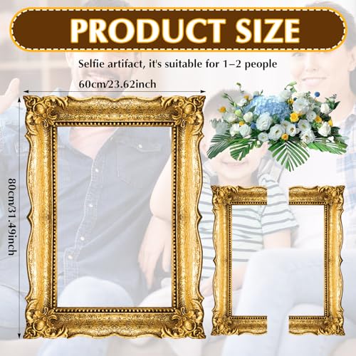 Beeveer Upgraded 32 x 24 Inch Large Photo Booth Props Picture Frame Vintage Photo Frame Friends Selfie Props for Wedding Mexico Birthday Bachelorette Party Supplies(Gold Style) - style: Gold Style