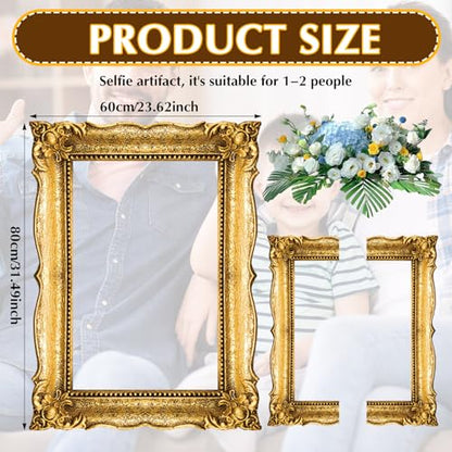Beeveer Upgraded 32 x 24 Inch Large Photo Booth Props Picture Frame Vintage Photo Frame Friends Selfie Props for Wedding Mexico Birthday Bachelorette Party Supplies(Gold Style) - style: Gold Style
