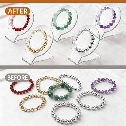 20 Pcs Acrylic Bracelet Display, Clear Bracelet Display Stand, Bracelet Display Stand for Vendors, Bracelet Holder Bangles Organizer for Store, Showcase and Home Storage