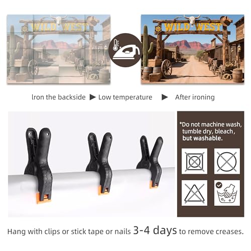 Welcome to The Wild West Backdrop 10X6.5FT, Wild West Rustic Theme Desert Cactus Photography Background, Cowboy Party Decoration Banner for Kids - size: 10*6.5FT