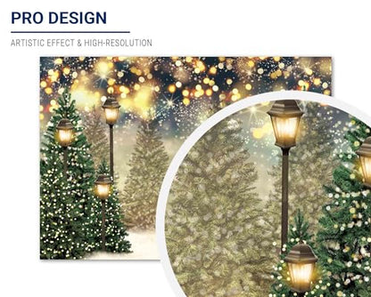 Allenjoy 7x5ft Winter Forest Landscape Photography Backdrop Glitter Spot Xmas Green Pine Trees Snowy Wonderland Background for Christmas New Year Party Decor Banner Portrait Photo Booth Props