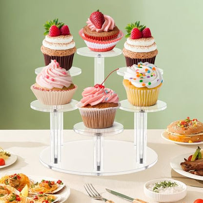 Jusalpha Acrylic Display Stand, 6 Tier Round, Clear Organizer for Jewelry, Funko POP Figures, Perfume, Cupcake, Countertop Decoration (6 Tier) - size: 6 Tier