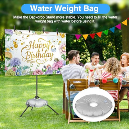 EMART T Shape Backdrop Stand 8.5x5ft, Adjustable Green Screen Photo Banner Holder with Water Bag and 4 Clamps Photography Background Support Kit for Parties, Photoshoot, Balloon