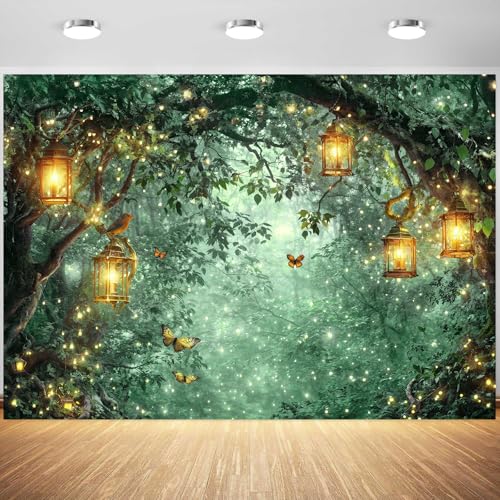 6x4 ft Enchanted Forest Backdrop for Photography Green Spring Fairy Garden Background Kids Girl Magic Wonderland for Portrait Photoshoot, Wedding, Baby Shower, Girls Birthday Party, Studio Decor - color: Green04, size: 6x4ft