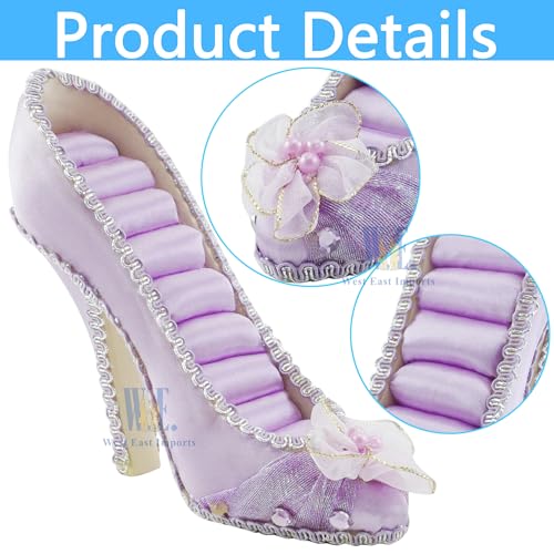 Ring Holder High Heel Shoe Design Fashion Jewelry Organizer Display Birthday Gift (Purple) - color: Purple
