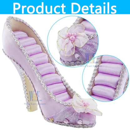 Ring Holder High Heel Shoe Design Fashion Jewelry Organizer Display Birthday Gift (Purple) - color: Purple
