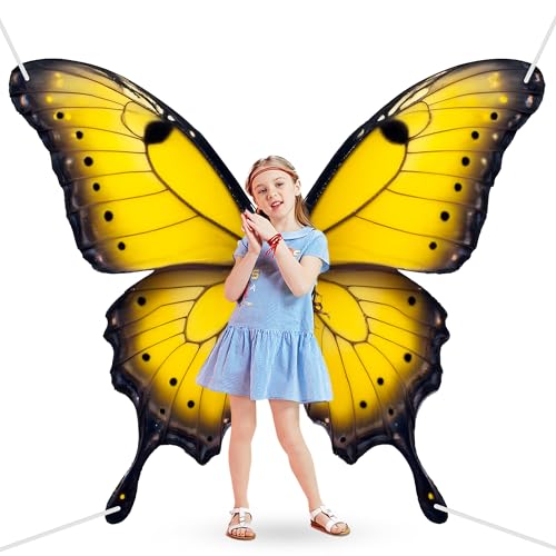 CHEPULA Butterfly Wings Backdrop Decoration Halloween Large Monarch Butterfly Photograph Background, 70.8in * 62.9in, Yellow - color: Yellow