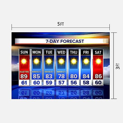 Weather Forecast Backdrop 5x3ft Seven-Day Broadcast Sunny Day Photo Background Business Study Portrait Studio Prop Wallpaper BJMYLU397 - size: vinyl-5x3ft