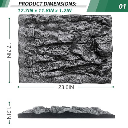 23.6x17.7in Rock Terrarium Background,3D Reptile Tank Background Board,Amphibian Stereo Backdrop Wall,Lizard Snake Gecko Spider Turtle Fish pet silo Background Decorative Panel(Grey) - color: grey 1P Big