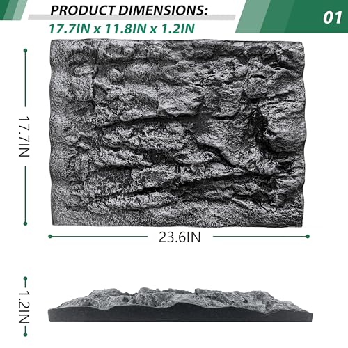 23.6x17.7in Rock Terrarium Background,3D Reptile Tank Background Board,Amphibian Stereo Backdrop Wall,Lizard Snake Gecko Spider Turtle Fish pet silo Background Decorative Panel(Grey) - color: grey 1P Big