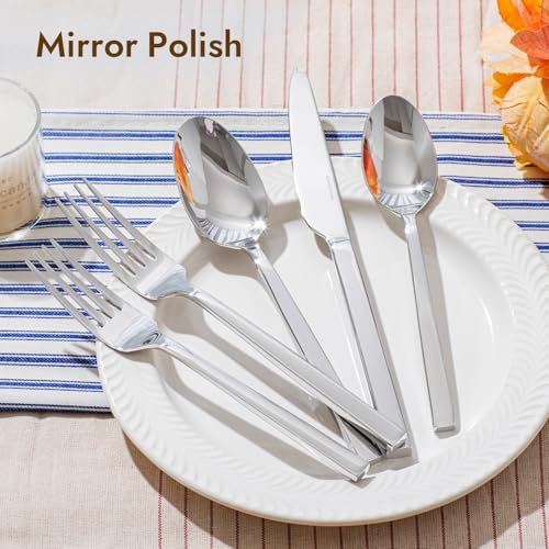 KINGSTONE Silverware Set, 40-Piece Flatware Cutlery Set Premium Stainless Steel, Service for 8, for Kitchen, Home, Wedding, Party, Mirror Polished and Dishwasher Safe - size: 40-piece