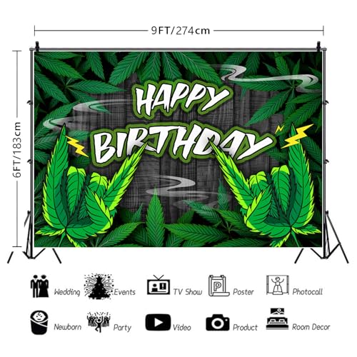 Green Leaves Birthday Backdrop Cool Green Plant Leaves Photography Background Natural Plants Grass Jungle Theme Decor Banner Portrait Photo Booth Studio Props 9x6ft FU052YL - size: 9x6ft
