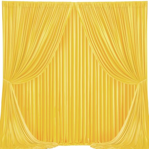 Yellow Backdrop Curtains-Wrinkle-Free Polyester Photography Drapes Party Curtain Background for Baby Shower Wedding Decorations- 16 X10FT (Yellow) - color: Yellow, size: W4' x H10'(4 panels)