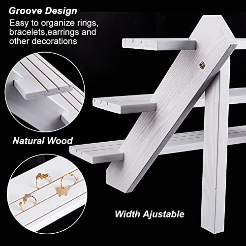 NBEADS 3-Tier Retail Earring Display Riser, White Earring Ring Holder Detachable Wood Retail Jewelry Card Display Stand with Groove for Crafts Jewelry Storage Display Collection, 15.3x12.28x10.12 - color: 3-Tier White