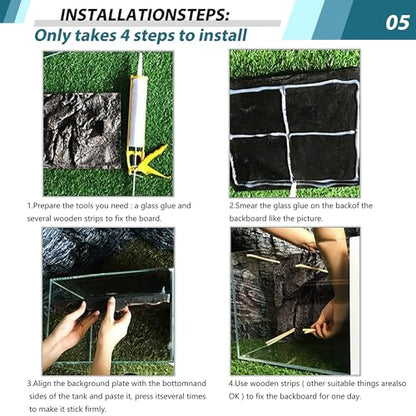 17.7x11.8in Rock Terrarium Background,3D Reptile Tank Background Board,Amphibian Stereo Backdrop Wall,Lizard Snake Gecko Spider Turtle Fish pet silo Background Decorative Panel(Blue) - color: Blue