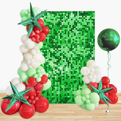 Green Shimmer Wall Backdrop Christmas Sequin Backdrop 3ftx4ft Glitter Wall Panels for Birthday Wedding Christmas Party Decorations - color: Green, size: 3ftx4ft