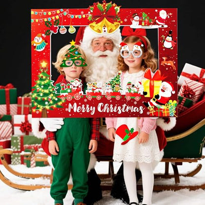 JeVenis 33 PCS Christmas Party Game Supplies Christmas Photo Booth Props Selfie Props Lets Get Ugly Party Decoration