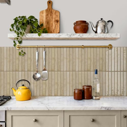 VICCI 20-Sheet Subway Tile Stickers, Warm Brown 3D Textured Marble Peel and Stick Backsplash 4.72x9.68 Inch, Waterproof No-Grout - color: Warm Brown