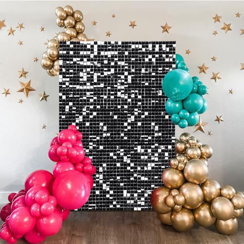 Black Backdrop Shimmer Wall Background 3FTx4FT Glitter Graduation Photo Backdrop for Party Anniversary Disco Birthday Sparkly Decorations - color: Black, size: 3ftx4ft