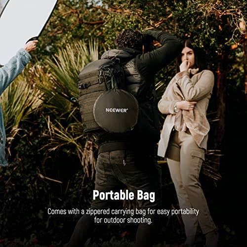 NEEWER 22"/56cm Light Reflector with Handle Grip with 3/8" Thread, 5 in 1 Collapsible Disc Light Diffuser Translucent/Silver/Gold/White/Black for Photography Lighting, Outdoor Lighting, RF-56II - style: 56cm