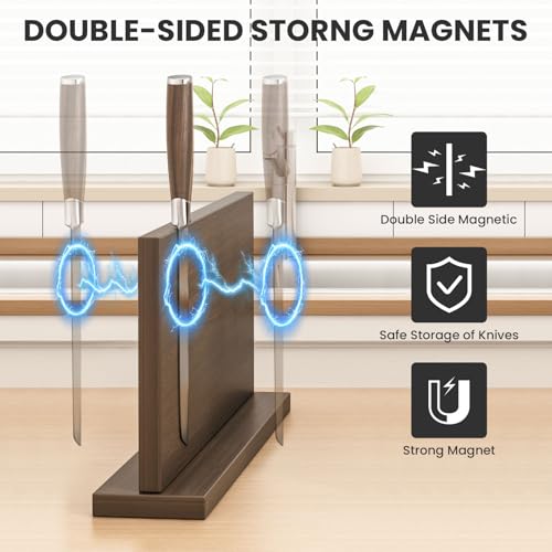 THMINS Extra Large Magnetic Knife Holder, 16 x 9 Inches Double-Sided Magnetic Knife Block Universal Multi-function Display Rack for Kitchen Counter (Dark Gray) - size: 16x9 Inch Dark Gray