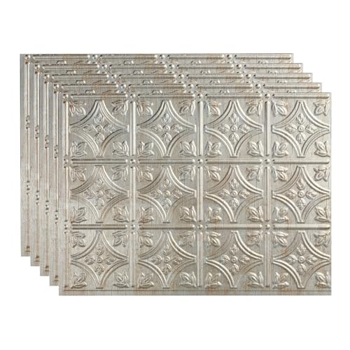 FASÄDE Traditional Style/Pattern 1 Decorative Vinyl 18in x 24in Backsplash Panel in Vintage Metal (5 Pack) - color: Vintage Metal, size: 5 Pack