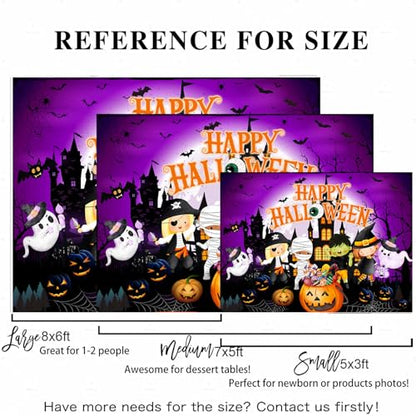 7x5ft Halloween Backdrops for Photography Spooky Night Horror Halloween Party Back Drop Background Costume Fall Haunted House Decorations Photo Props