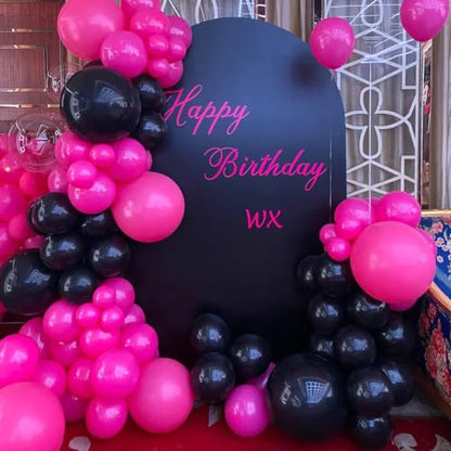 MEBAY Black Red and Gold Balloon Arch Kit, 141Pcs Matte Black Hot Pink Gold Metallic Gold Confetti Balloons for Birthday Wedding Bachelorette Gender Reveal Anniversary - color: 141-black Red