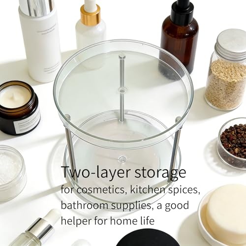 Clear Resin Cosmetic Two Tier Organizer Lazy Susan Organizer, Large Capacity Kitchen Spice Skin Care Perfume Display for Kitchen Bathroom Vanities - size: Two Tiers