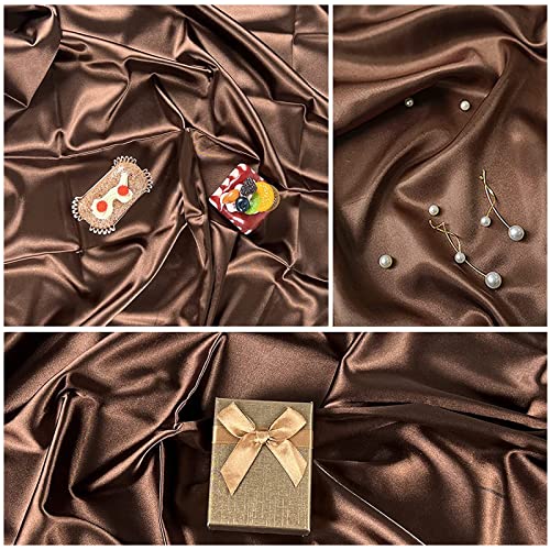 Satin Photography Background Silk, Glossy Fabric Cloth Backdrops for Goods, Crafts, Jewelry, Cosmetics, Food Photoshoot and Flat Lay (Brown, 3.3×2.5ft/100×75cm) - color: Brown, size: 100 × 75 cm