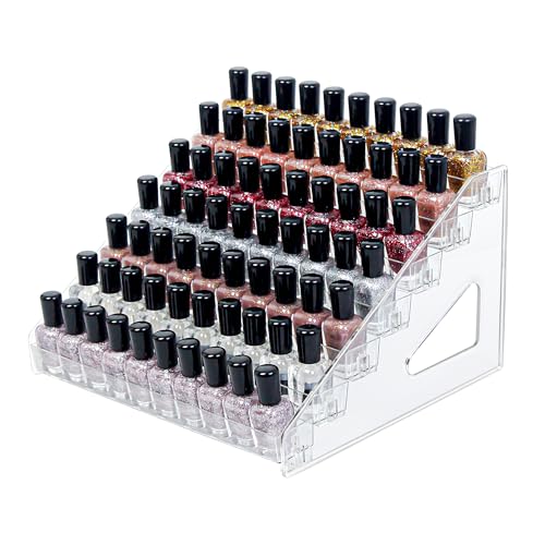 7-Tier Clear Acrylic Nail Polish Storage, Holds 56-112 Bottles, Multi-Purpose Nail Polish Rack, Sunglasses, Essential Oils and Cosmetics - size: 7-Tier