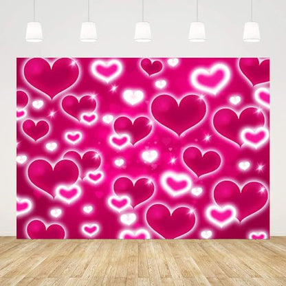 AIBIIN 8x6ft Hot Pink Heart Backdrop - color: Hot Pink, size: 8x6ft
