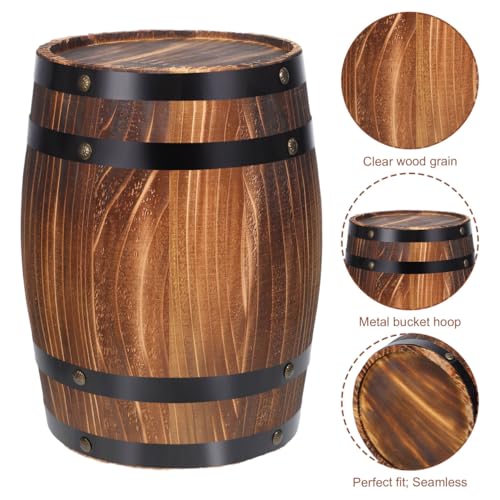 Kichvoe Wine Barrel Decor Wooden Oak Barrel Ornament Retro Bar Landscaping Decorative Wine Photo Prop 4.2 Inch Rustic Tabletop Display