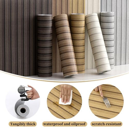 Peel and Stick PVC Slat Wall Panels, Wood Grain Self-Adhesive Soundproof Moisture-Resistant Paneling, 3D Faux Wood Panels for Bedroom Bathroom Walls & Ceilings 118"x15.75"(Light tan,13Sq.ft) - color: Light Tan