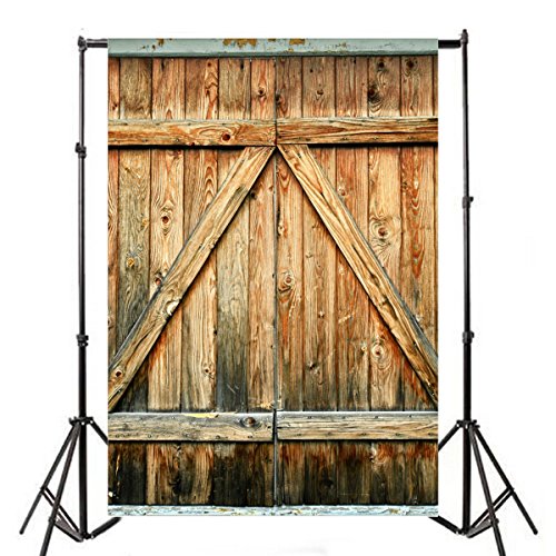 Laeacco 5x7ft Wood Backdrop Photography Background Barn Wooden Door Texture Rustic Grunge Countryside Background Portrait Studio Photoshoot Prop Favors Newborn Kids Baby Shower Children Birthday Party