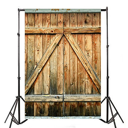 Laeacco 5x7ft Wood Backdrop Photography Background Barn Wooden Door Texture Rustic Grunge Countryside Background Portrait Studio Photoshoot Prop Favors Newborn Kids Baby Shower Children Birthday Party