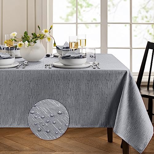 Elrene Home Fashions Continental Solid Texture Water, Stain & Wrinkle Resistant Tablecloth, 52"X52" Square, Gray - color: Grey, size: 52" x 52" (Square)