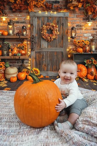 Mocsicka Fall Backdrop for Photography 7x5ft Autumn Pumpkin Decorations for Thanksgiving Party Fall Festival Maple Leaves Background Backdrop Photo Booth Props - size: 7x5ft