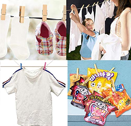 50pcs Small Wood Clothes Pins Pegs Strong Hangers Picture Display Art Craft Clip Clamps Party Wedding Office Decor Wire Clothesline - color: 50pcs (2 Inch) Natural + Jute Twine