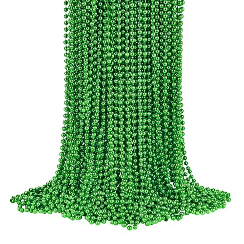 72 PCS St. Patricks Day Beads Necklace, Christmas Bead Necklaces, Green Mardi Gras Beads, 33 Inch Green Bead Necklaces for Mardi Gras St. Patricks Day Day Christmas Festive Events, Party Favors - color: Green, size: 72 Pcs