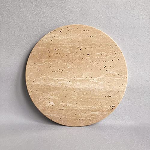 Natural Round Marble Tray Smooth Pastry Board for Desserts, Cheese, Coffee, Matte on Both Sides (Beige Travertine) - color: Beige Travertine