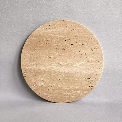 Natural Round Marble Tray Smooth Pastry Board for Desserts, Cheese, Coffee, Matte on Both Sides (Beige Travertine) - color: Beige Travertine
