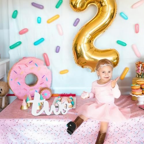 TONIFUL Two Wooden Sign Cutout Letter for 2nd Birthday Party Decorations Table Centerpieces for Second Birthday White Letter Wooden Photo Booth Props Party Decorations Supplies - style: Two