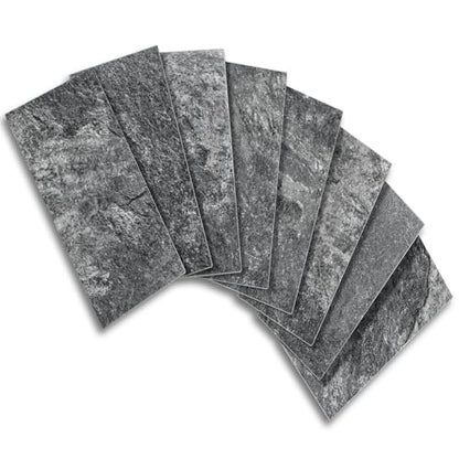 Vamos Tile 100 Pieces Peel and Stick Backsplash Tiles, 3" x 6" PVC Subway Tile, Black Slate Stick on Backsplash Tiles for Kitchen/Bathroom/Fireplace/Laundry/Camper - color: Black Slate