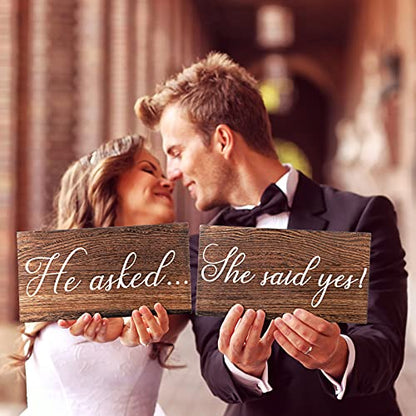 Blulu 2 Pieces She Said Yes Sign Wedding Engagement Decor Photo Props Sign for Party Wall Decor Wood Hanging Handmade Couple Keepsake for Engagement Wedding