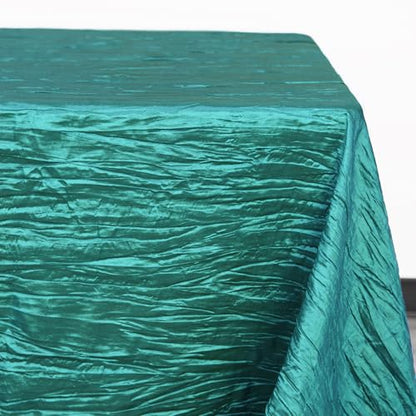 YOUR CHAIR COVERS - 90 x 132 inch Rectangular Crinkle Taffeta Tablecloth - Teal, Rectangle Table Linens for 6 ft Rectangular Tables, Wedding Crushed Table Cloth - color: Teal, size: 132" x 90" (Rectangular)