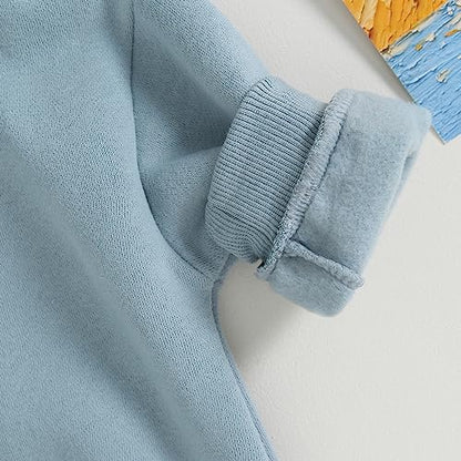 VISGOGO Newborn Infant Baby Boy Girls Oversized Romper Little Dude Sweater Onesie Coming Home Outfit Neutral Clothes - color: Blue, size: 6-12 Months
