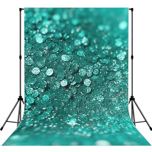 Turquoise Glitter Backdrop Background for Photography 5x7ft Photobooth Professional Photo Backdrop Curtains Video Photography Studio Photo Backgrounds Banner Booth Background Screen Parties - color: Turquoise Glitter