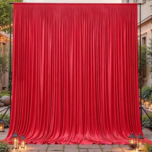 8ftx10ft Wrinkle Free Red Backdrop Curtain - 10 Feet Photography Backdrop Drapes, Silky Polyester Back Drop Cloth for Wedding Baby Shower Balloon Arch Background - color: Red, size: 8FTx10FT (W4'xH10', 2 Panels)
