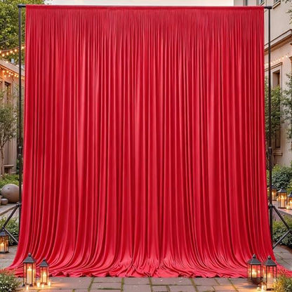 8ftx10ft Wrinkle Free Red Backdrop Curtain - 10 Feet Photography Backdrop Drapes, Silky Polyester Back Drop Cloth for Wedding Baby Shower Balloon Arch Background - color: Red, size: 8FTx10FT (W4'xH10', 2 Panels)